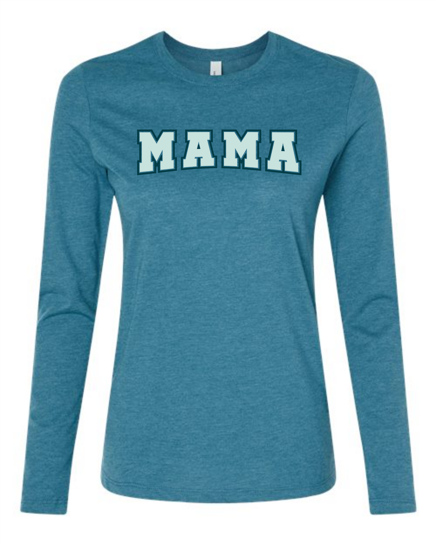 Mama Dark Teal & Light Blue Long Sleeve