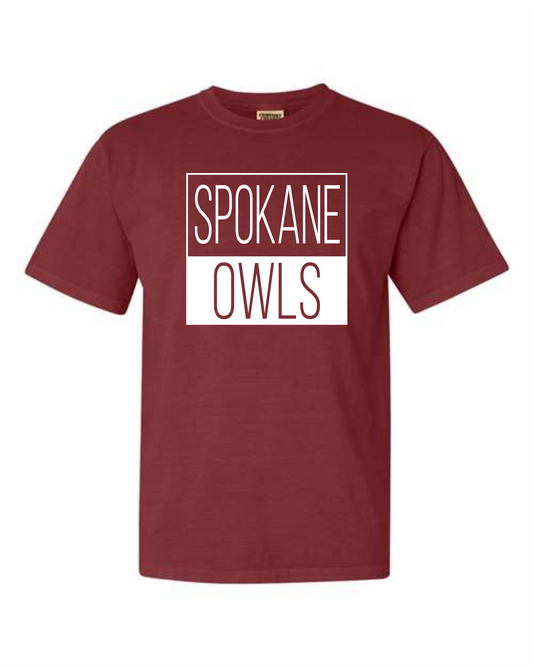 Comfort Colors Spokane Owls Block Tee