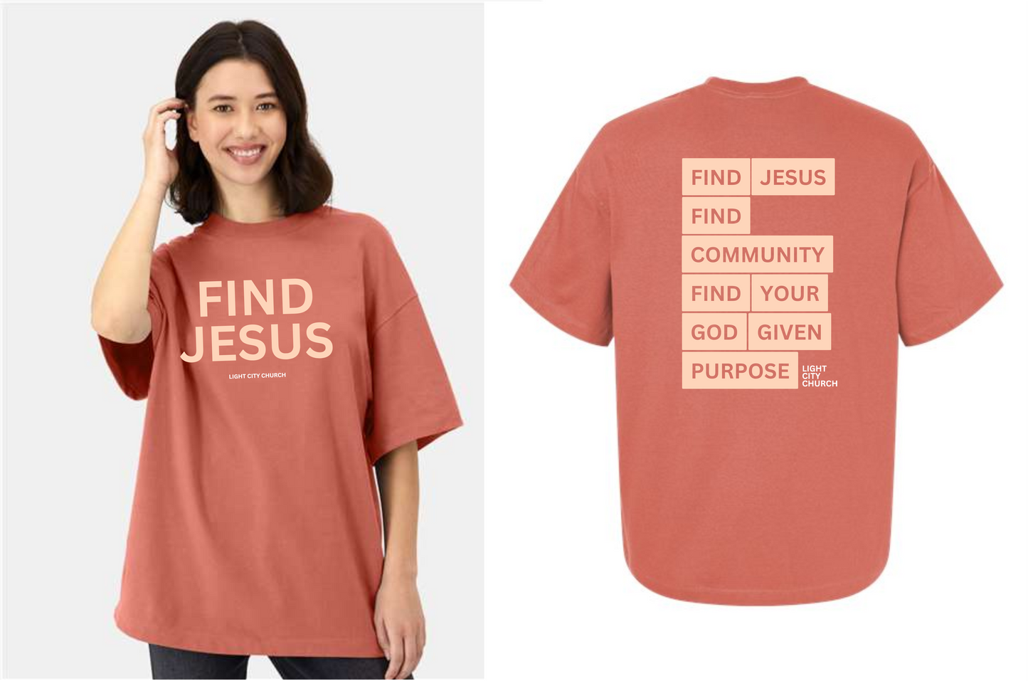 Find Jesus Unisex Beefy Oversized Tee