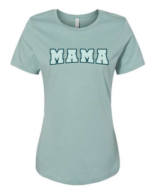 Mama Dark Teal & Light Blue Bella Canvas Tee