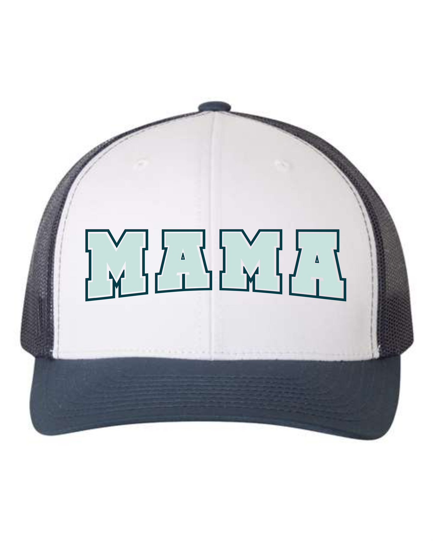 Mama Dark Teal & Light Blue Trucker Cap