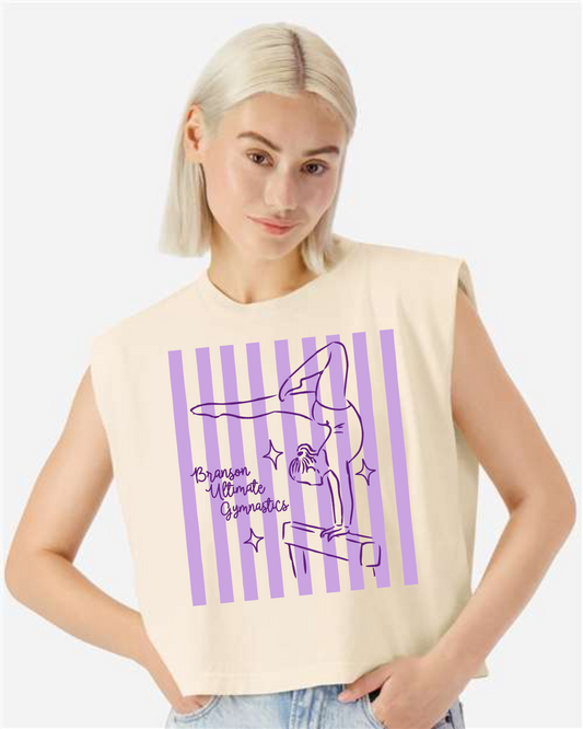 Women's Stripe Heavyweight Crop Muscle Tee