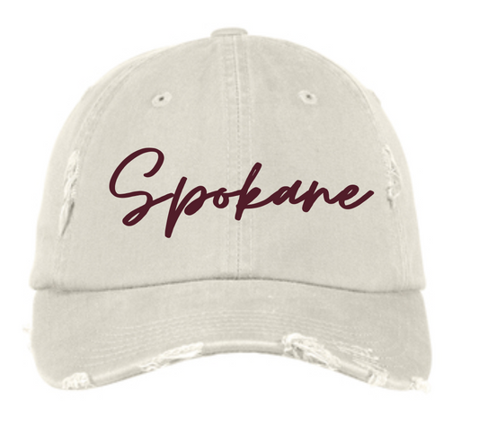 Spokane Script Distressed Cap