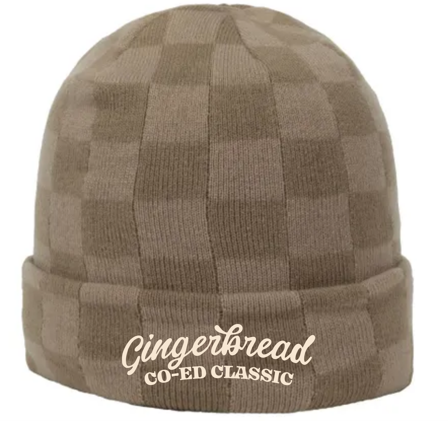 Checker Cuffed Knit Beanie