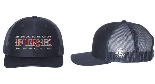 Richardson Mesh Back Hat with Branson Fire logo with IAFF logo
