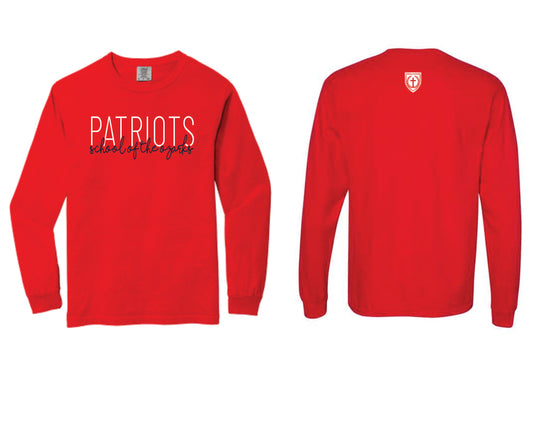 Comfort Colors Heavy Weight long sleeve Patriots Script tee